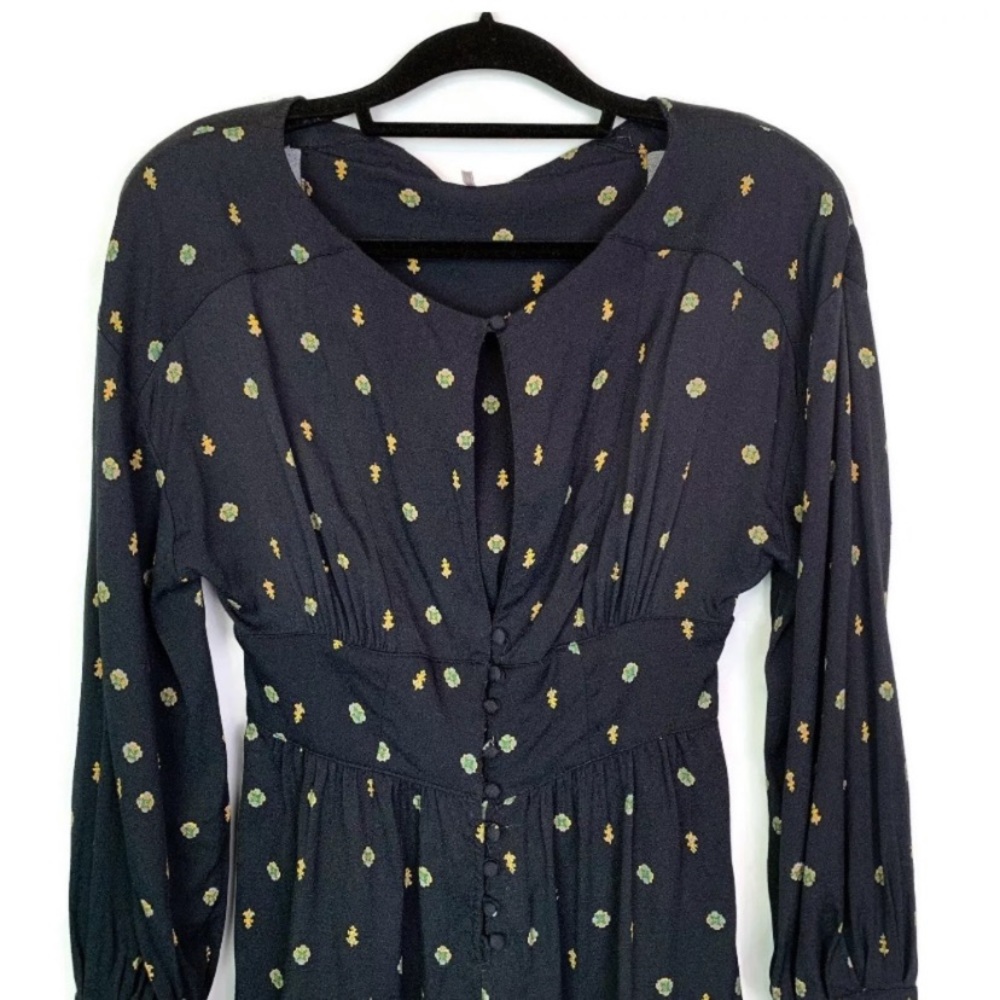 Free People long sleeve keyhole button romper - Picture 3 of 8